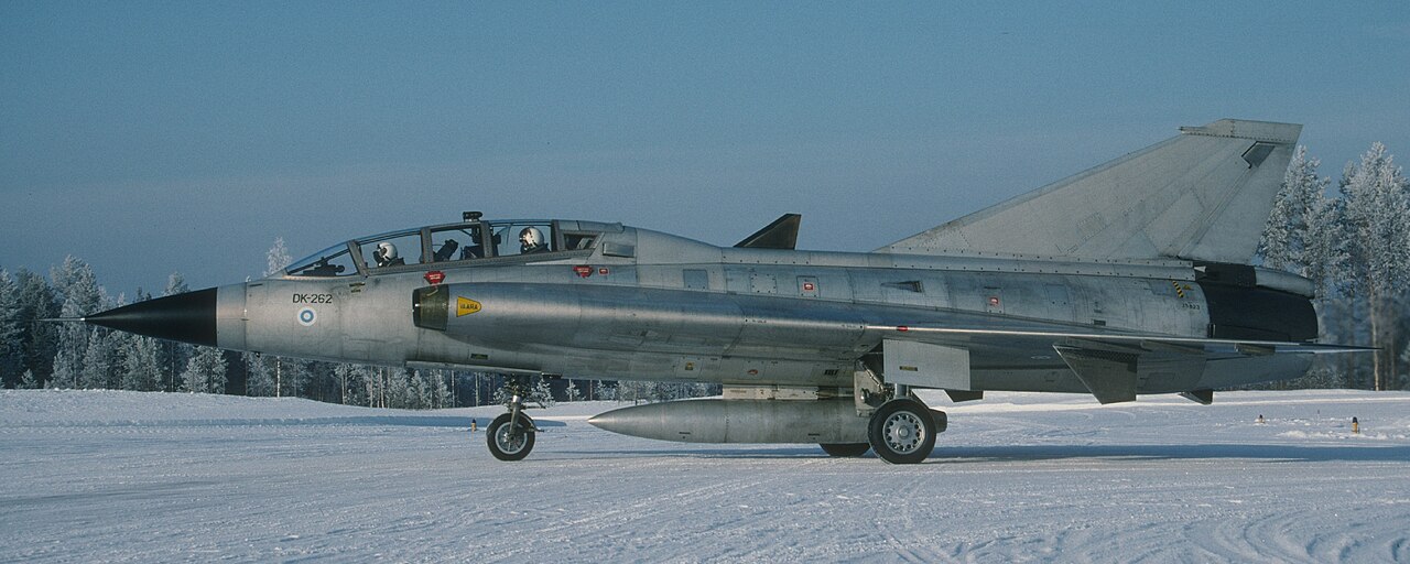Saab 35CS Draken Kuorevedellä helmikuussa 1994